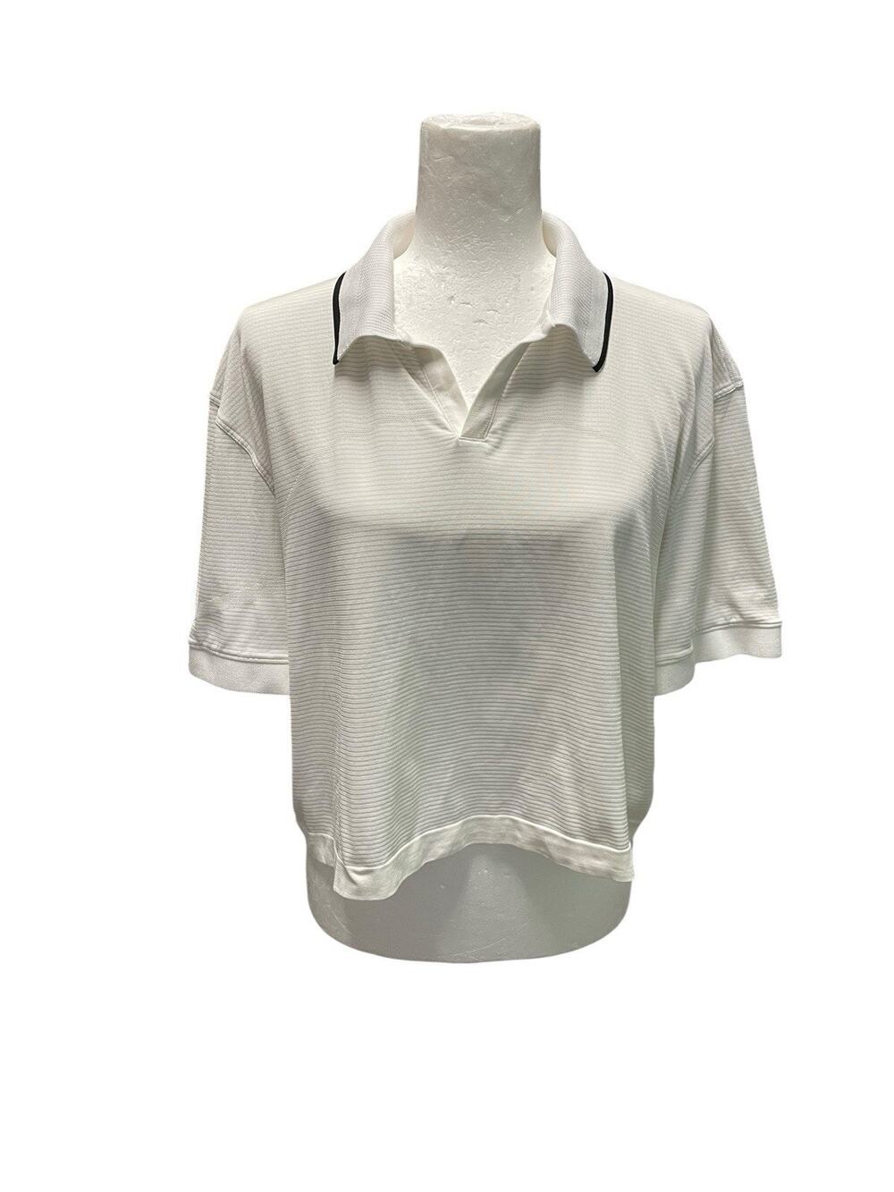 Lululemon Swiftly Tech Relaxed-Fit Short Sleeve White Cropped Polo Shirt Sz 12